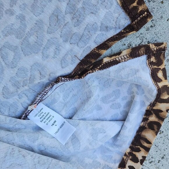 Roaman's Women Top Dress Shirt Turtleneck Animal Print Brown Cotton Size L 18-20 - Picture 8 of 9